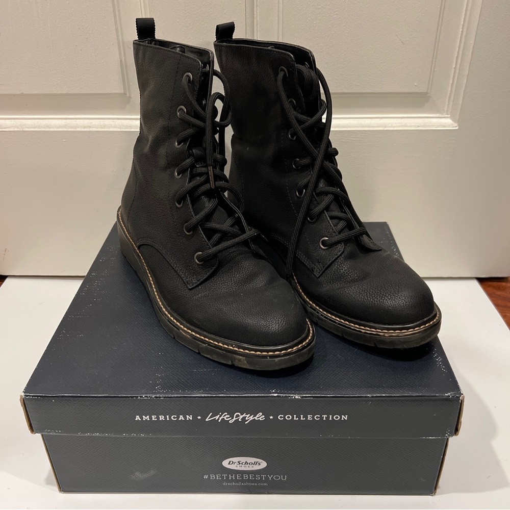 Dr Sholls Lace Up Combat Boots - Size 7.5